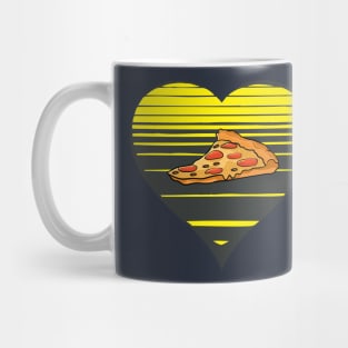 Pizza lover, sunset heart. Professional pizza eater and food glutton person gift Mug